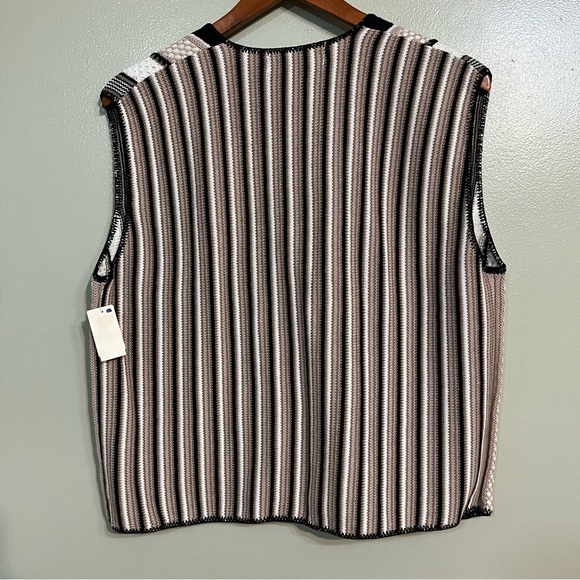 Delia Mc Kain Striped Button-Up Sweater Knit Vest 100% Cotton USA Y2K VTG M NWT - Picture 2 of 12